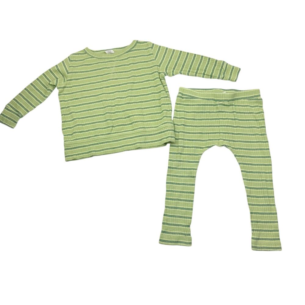 Kate Quinn Organics Green Striped Shirt & Pants Set, 2T